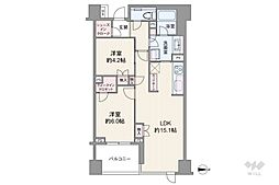 ブランズ神楽坂 2LDKの間取図画像