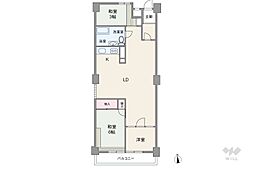 シャトー市ヶ谷 2LDKの間取図画像