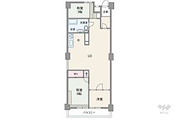 シャトー市ヶ谷 2LDKの間取り