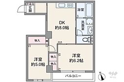 早稲田冨士マンション 2DKの間取り