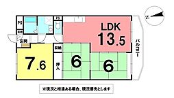 ＼高知市鴨部1丁目　鏡川コーポA棟／ 3LDKの間取り