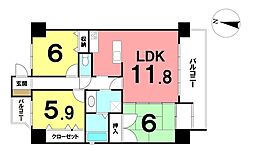 ＼アルファステイツ天神大橋／ 3LDKの間取り