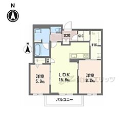 クリスタル シャーメゾン 2LDKの間取図画像