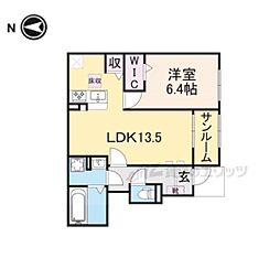 カーサ・リンドペローI 1LDKの間取図画像