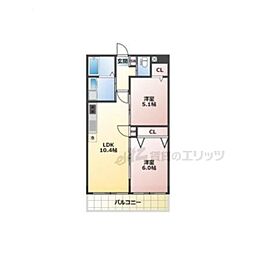 ALEGRIA郡山 2LDKの間取図画像