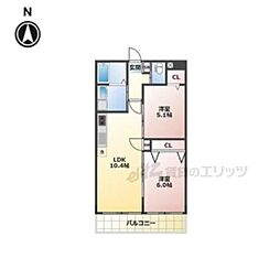 ALEGRIA郡山 2LDKの間取図画像