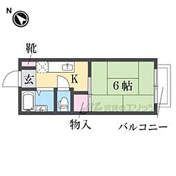 サムハイツ 1Kの間取図画像