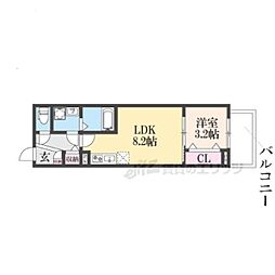 ジーメゾン郡山ネクサス 1LDKの間取図画像