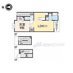 レジデンス西九条 1LDKの間取図画像