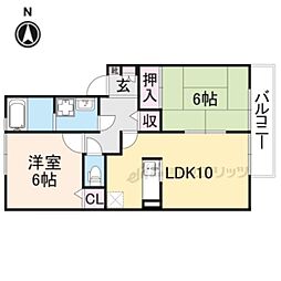 フォレストハイツ富堂町B 2LDKの間取図画像