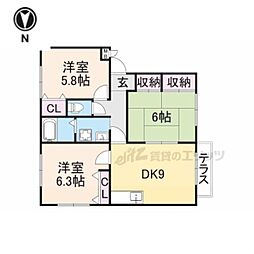 ディアコートモリオカI 2階3LDKの間取り