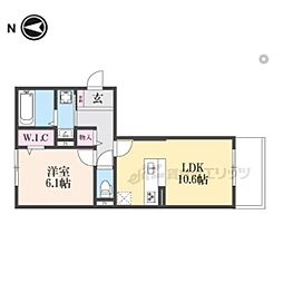 エスタールオーデン 1階1LDKの間取り