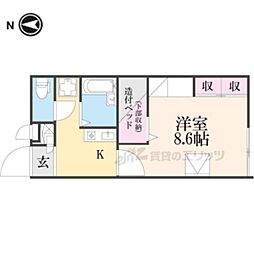 近鉄橿原線 田原本駅 徒歩7分の賃貸アパート 2階1Kの間取り