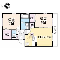 メゾン　エスポワール 2階2LDKの間取り