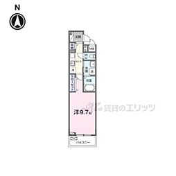 リエゾン学園前 1階1Kの間取り