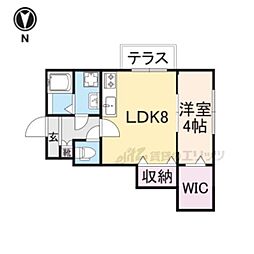 ソレイユビセレクト法蓮町II 1階1LDKの間取り