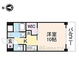 近鉄天理線 天理駅 徒歩2分の賃貸マンション 6階1Kの間取り