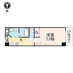 インペリアル奈良大宮 8階1Kの間取り