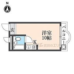 JR桜井線 京終駅 徒歩18分の賃貸マンション 2階ワンルームの間取り