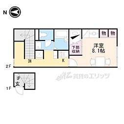 レオパレス山の辺 2階1Kの間取り