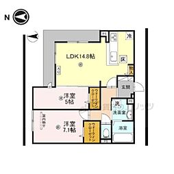 近鉄奈良線 近鉄奈良駅 徒歩6分の賃貸アパート 1階2LDKの間取り
