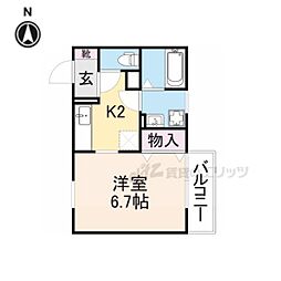 ルーチェ本町 1階1Kの間取り