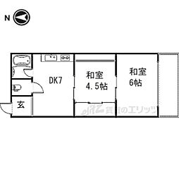 清山荘 2階2DKの間取り