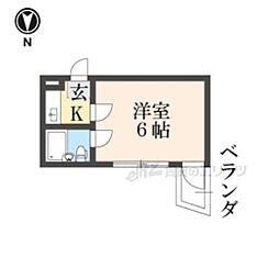 JR関西本線 奈良駅 徒歩10分の賃貸マンション 3階ワンルームの間取り