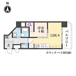 ＯＭマンション東生駒 9階1DKの間取り