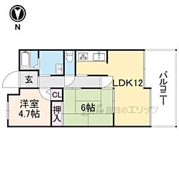 天理二階堂パーク・ホームズ 2LDKの間取図画像