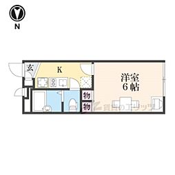 レオパレスグリューナー 2階1Kの間取り
