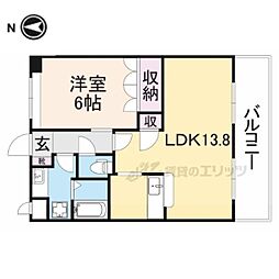 近鉄田原本線 池部駅 徒歩7分の賃貸アパート 2階1LDKの間取り