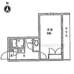 レオパレスルピナス 1Kの間取図画像
