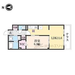 ブランドールα 1階1LDKの間取り