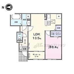 ゴールドメゾン 1階1LDKの間取り