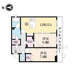 近鉄奈良線 近鉄奈良駅 徒歩11分の賃貸アパート 1階2LDKの間取り