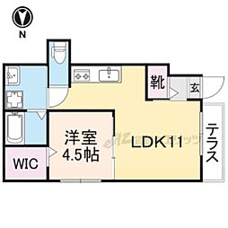 ソレイユビセレクト法蓮町I 1階1LDKの間取り