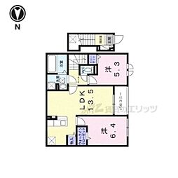ヴェルデ　ルーチェ 2階2LDKの間取り