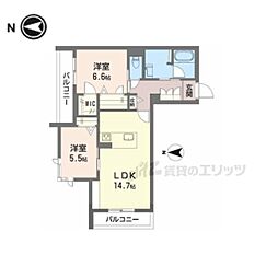 シャーメゾンフェリーチェ 2階2LDKの間取り