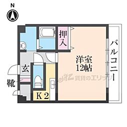 近鉄奈良線 近鉄奈良駅 徒歩10分の賃貸マンション 2階1Kの間取り