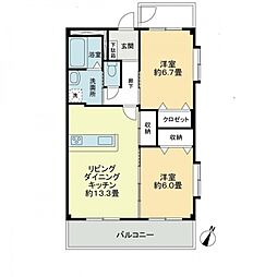 フォブールロジュマンII 2階2LDKの間取り