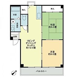 フォブール三幸B 2LDKの間取図画像