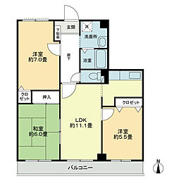 ハイム・シュテット21 3階3LDKの間取り