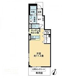 アヴァンセ田村 1階1Kの間取り