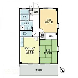 フォブール川津D 2DKの間取図画像