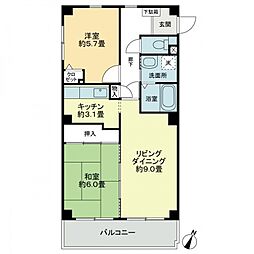 フォブールＱＵＡ 2階2LDKの間取り