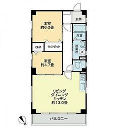 フォブール辻 2LDKの間取図画像