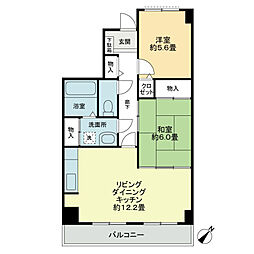 プラージュ司 1階2LDKの間取り