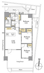 セイガステージ浅草ザ・レジデンス 3LDKの間取図画像