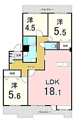 小田急サンシティ鴨池1号棟 3LDKの間取図画像